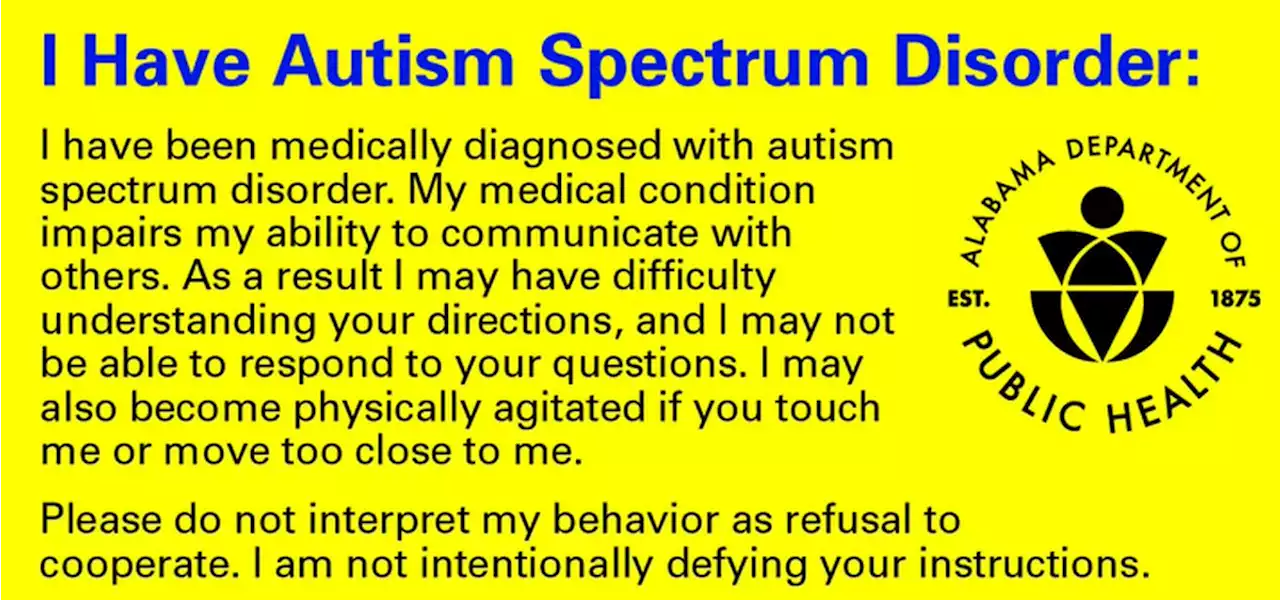 Autism Spectrum Disorder ID card available in Alabama: How to get your card