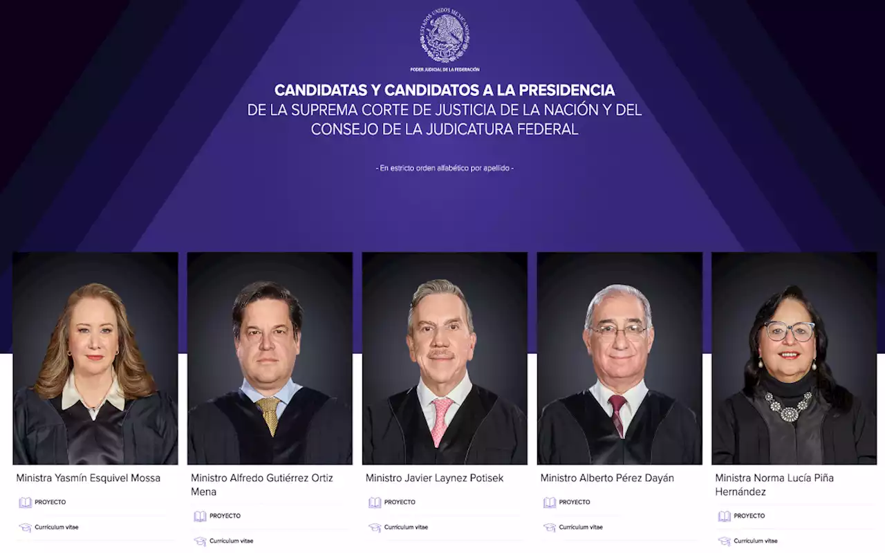 Estos son los cinco ministros y ministras que buscan Presidencia de la Suprema Corte