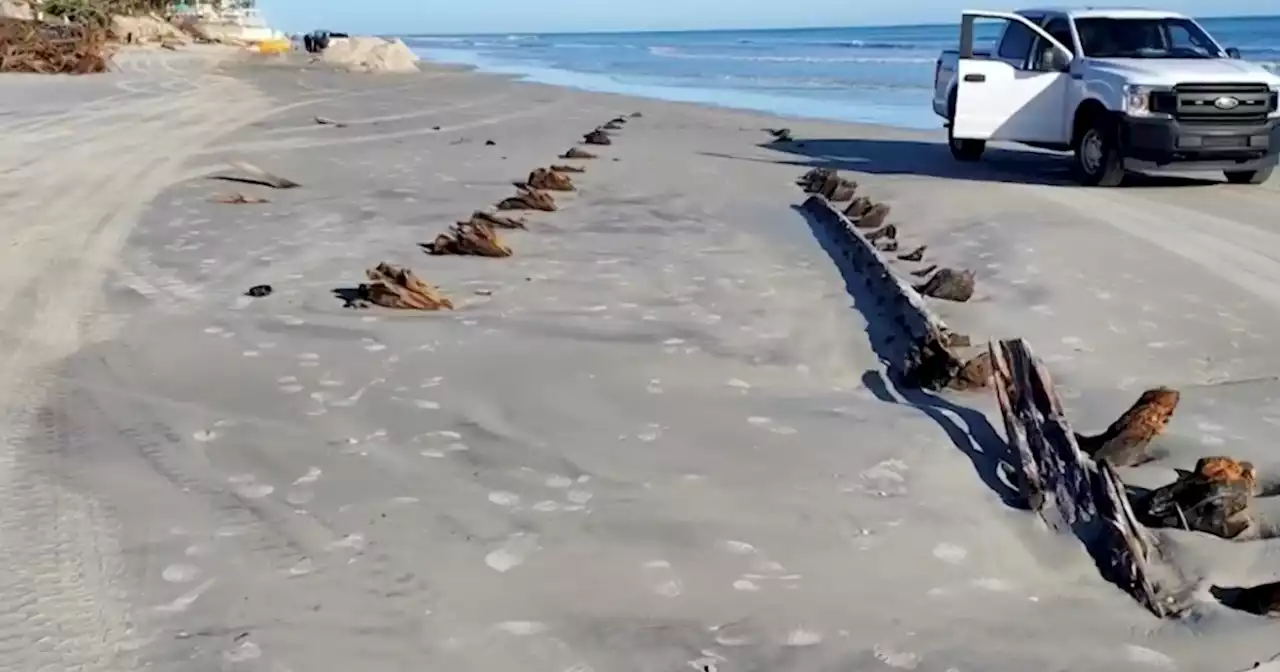 A mysterious structure has been discovered underneath the sand on a Florida beach