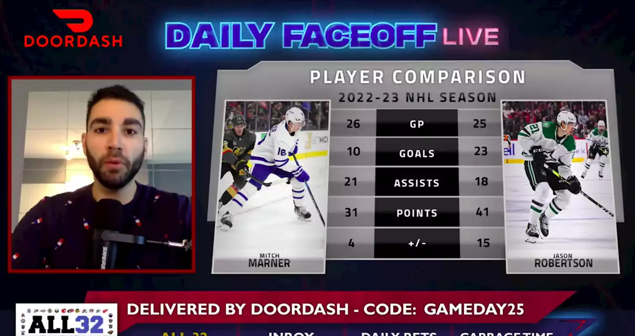 Daily Faceoff Live: Will the Marner and Robertson point streaks continue? - Daily Faceoff