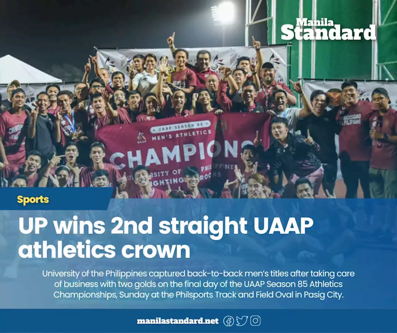 UP wins 2nd straight UAAP athletics crown