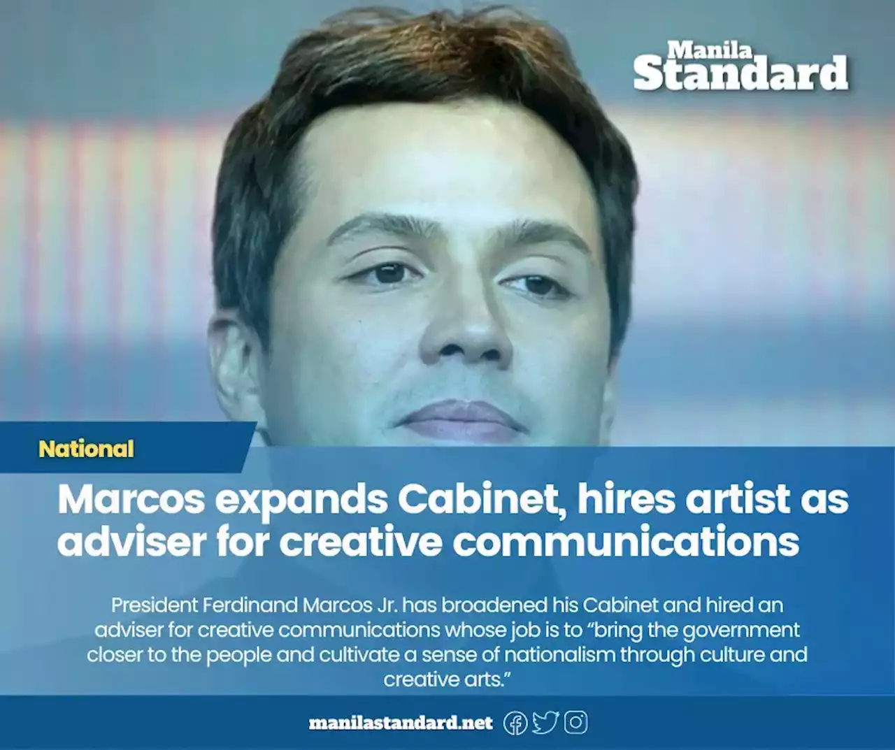 Marcos expands Cabinet, hires artist as adviser for creative communications