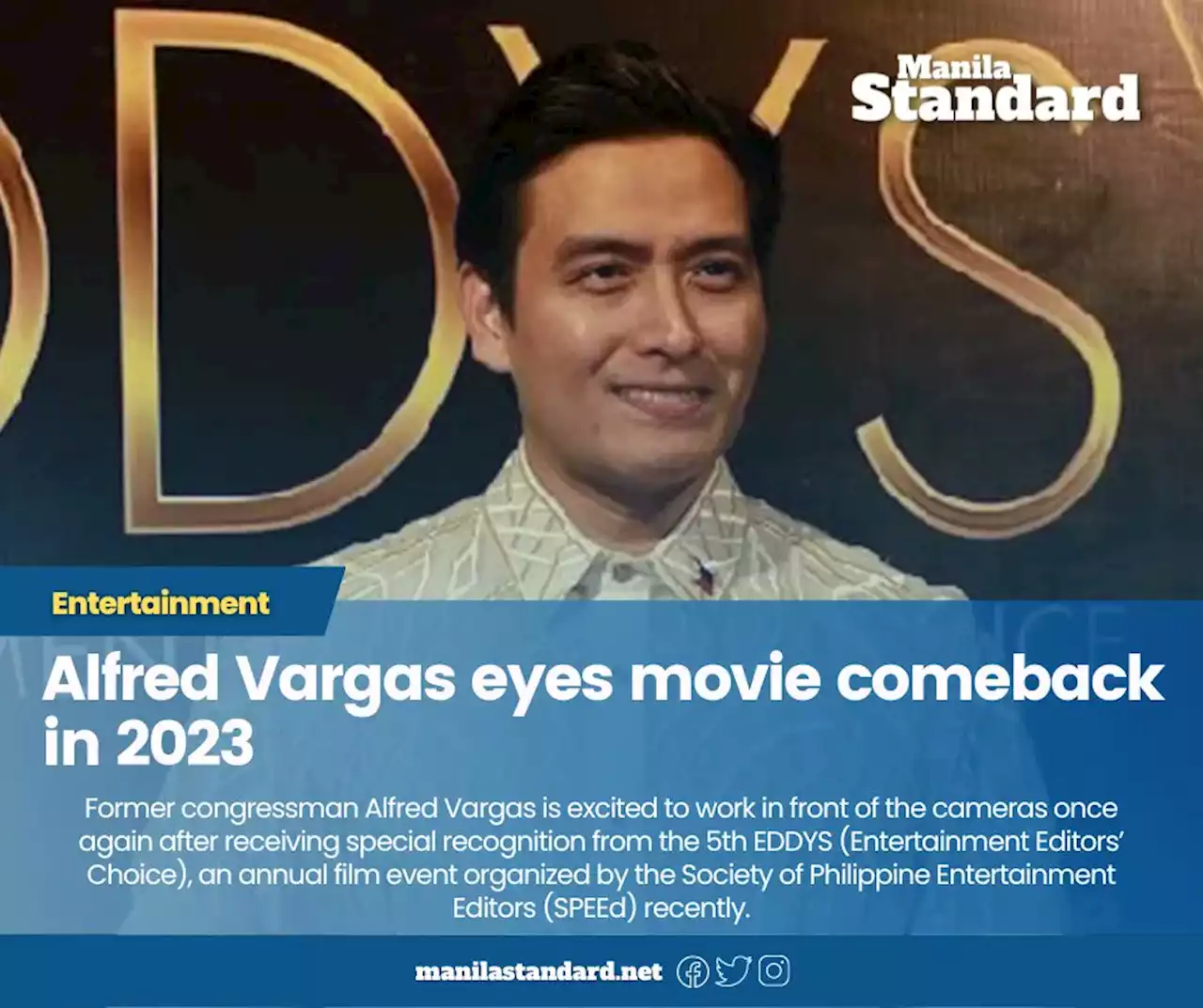 Alfred Vargas eyes movie comeback in 2023