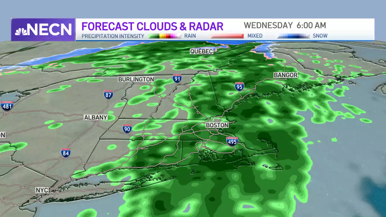 Scattered Showers to Begin in Western, Central New England Tuesday