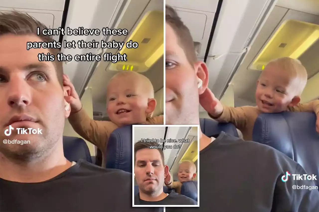 TikToker Brian Fagan posts video of kid pulling his ear on a plane — but there’s a twist