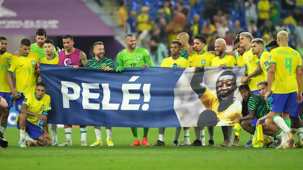 Brazil stars unfurl banner tribute to legend Pele after World Cup victory over South Korea