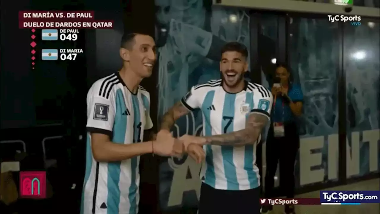 (VIDEO) Imperdible competencia de DARDOS entre Di María y De Paul - TyC Sports