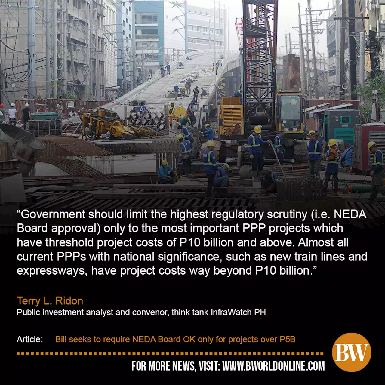 Bill seeks to require NEDA Board OK only for projects over P5B - BusinessWorld Online