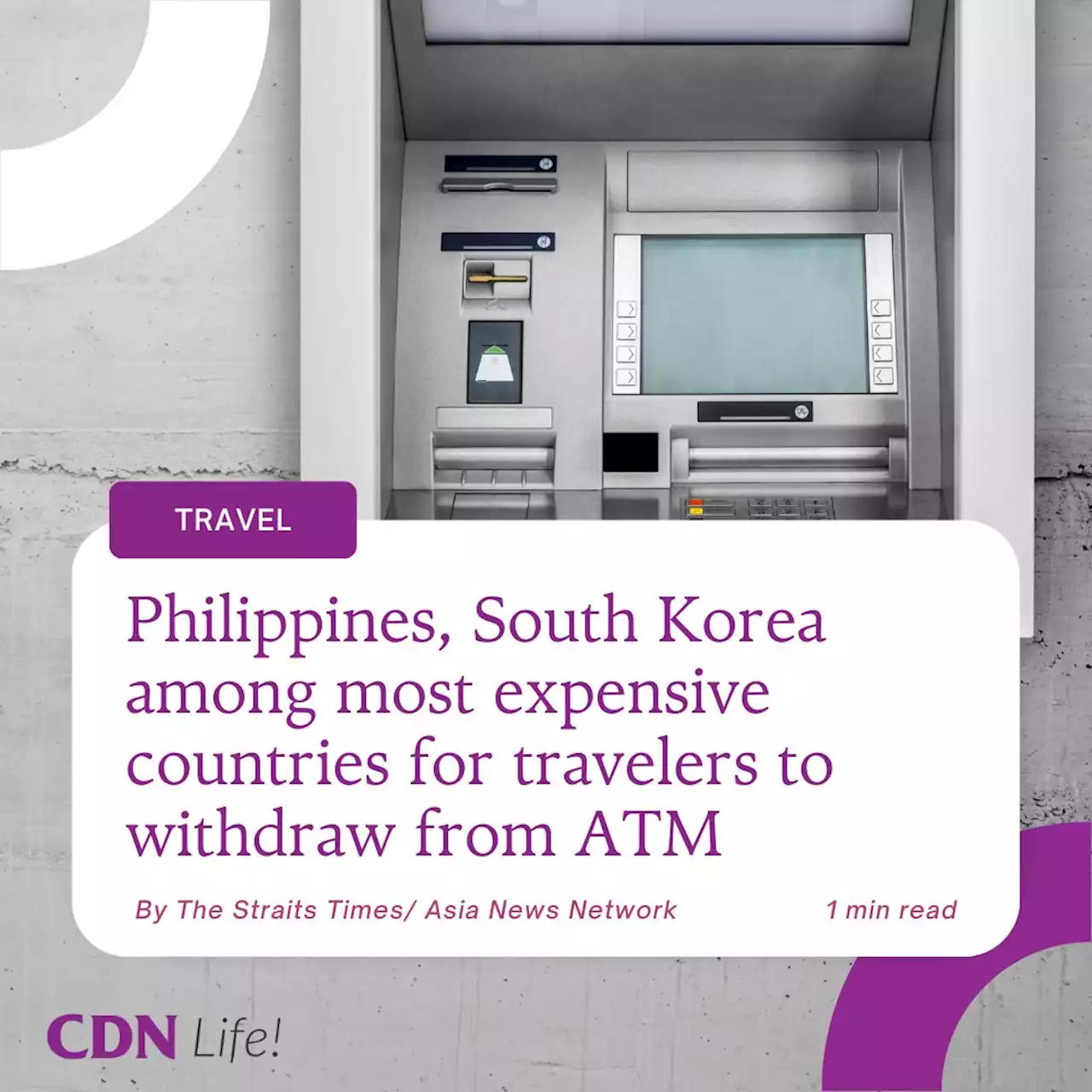 Philippines, South Korea among most expensive countries for travelers to withdraw from ATM