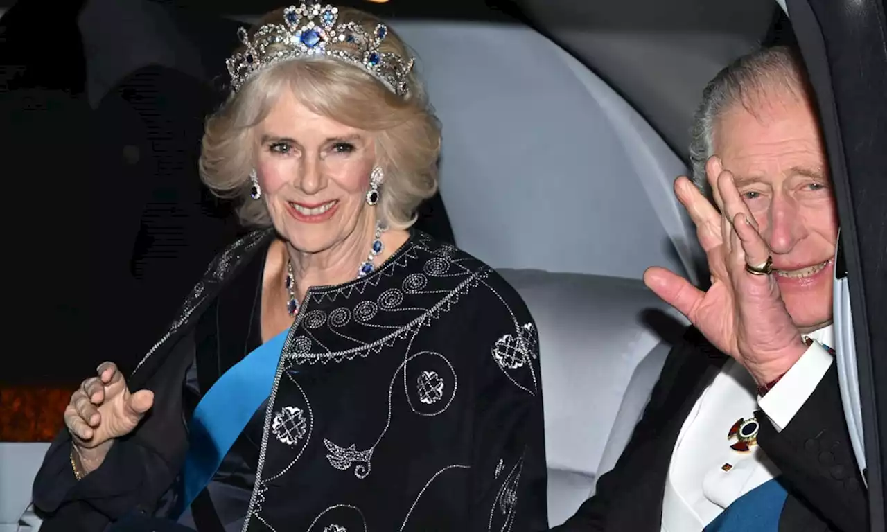 Queen Consort Camilla wows in show-stopping blue gown and matching tiara at Diplomatic Reception