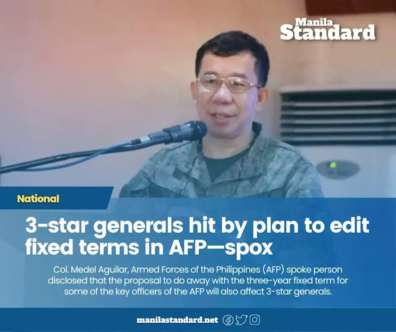 3-star generals hit by plan to edit fixed terms in AFP—spox