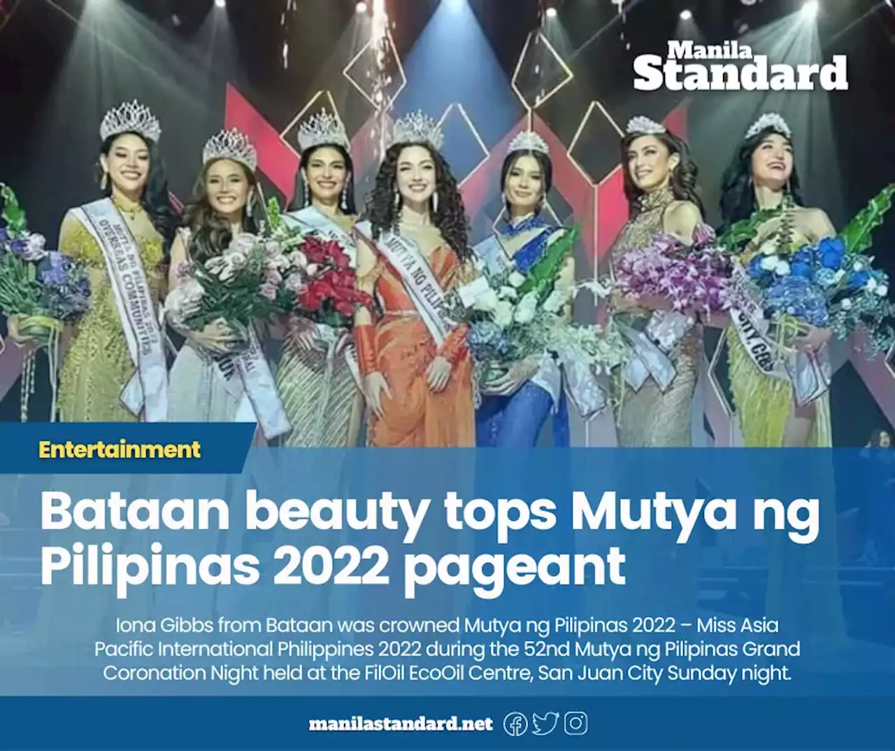 Bataan beauty tops Mutya ng Pilipinas 2022 pageant