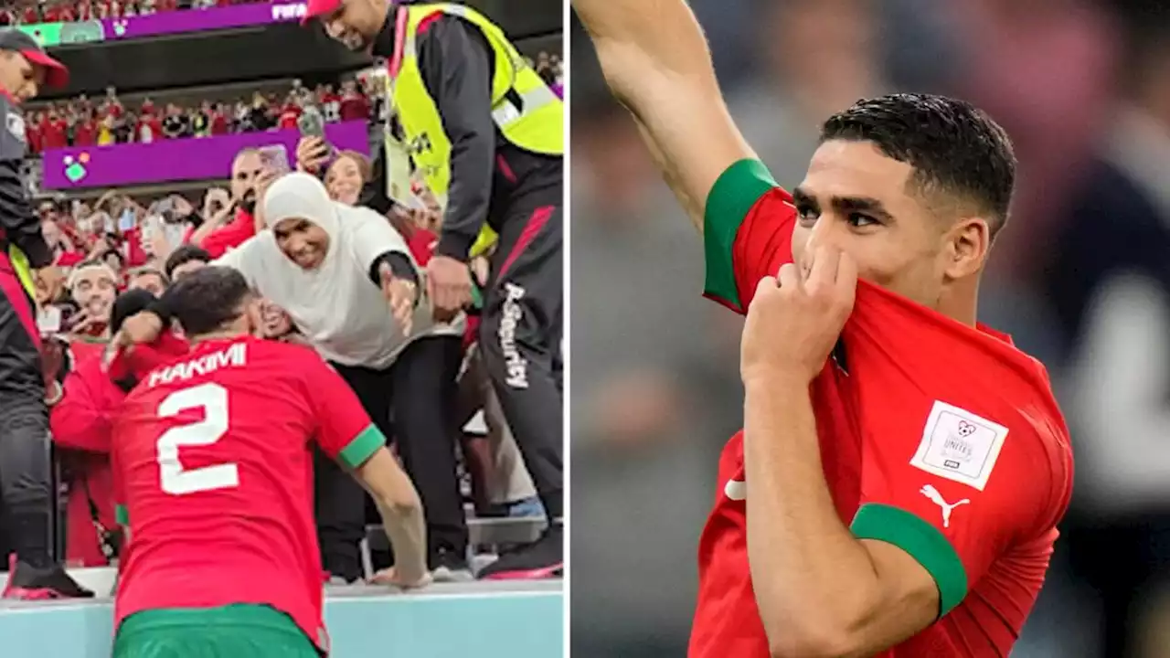 Fotboll: Hjärtvärmande ögonblicket efter skrällen – Hakimi letar upp sin mamma på läktaren