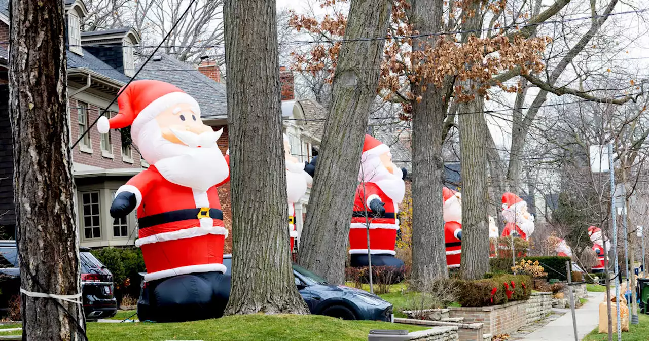 Toronto neighbourhood taken over by giant inflatable Santas