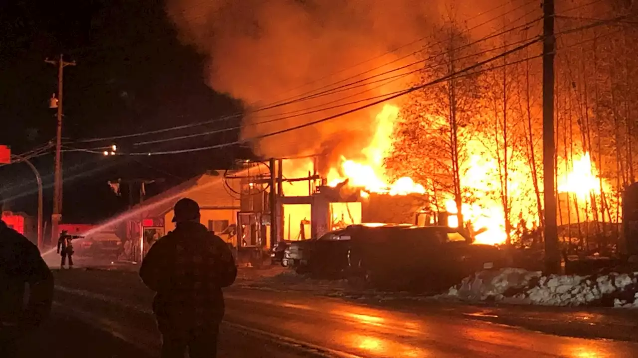 'It was terrifying': Fire destroys gas station, repair shop in Bowser, B.C.