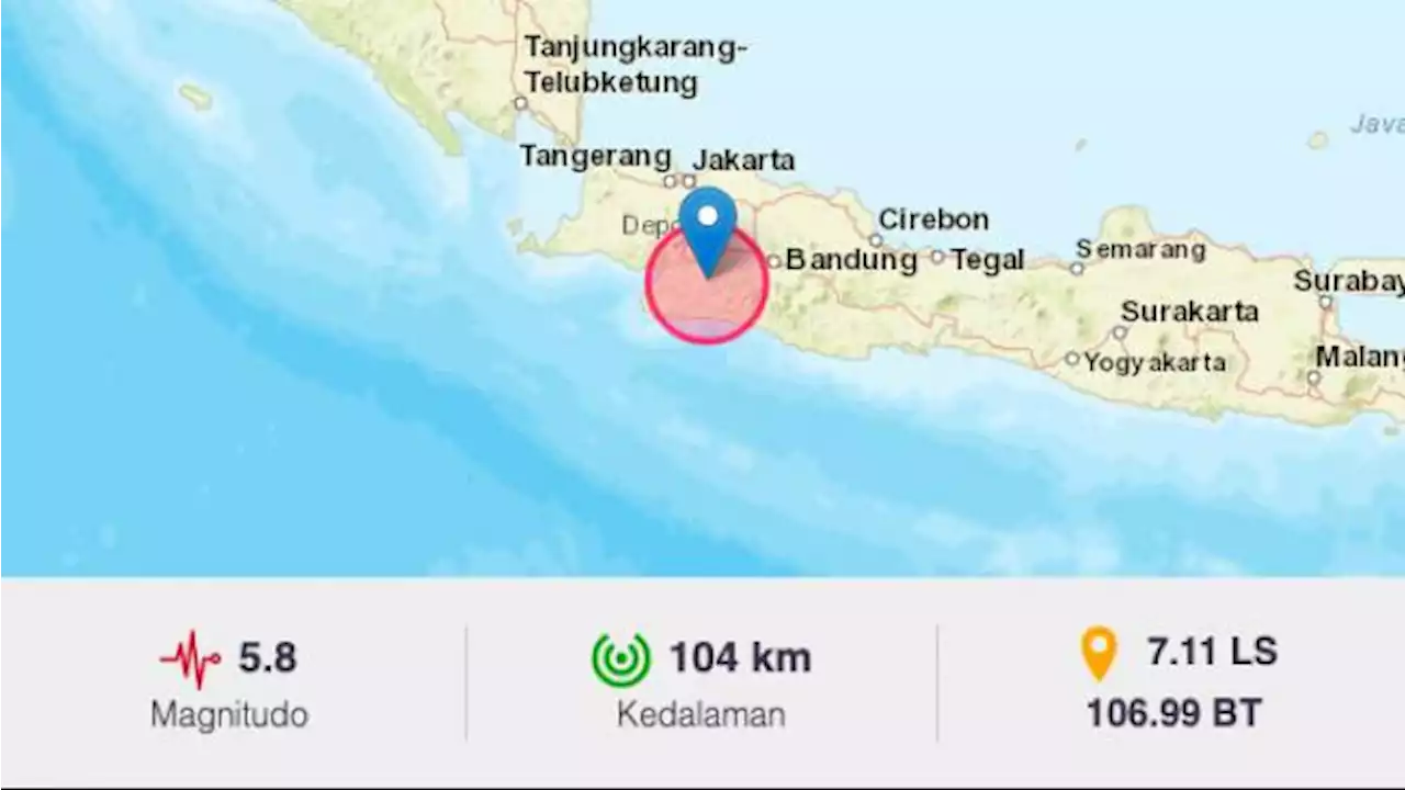 BMKG Pastikan Gempa Sukabumi M 5,8 Tak Berpotensi Tsunami, Ini Daftar Wilayah yang Terasa Getarannya