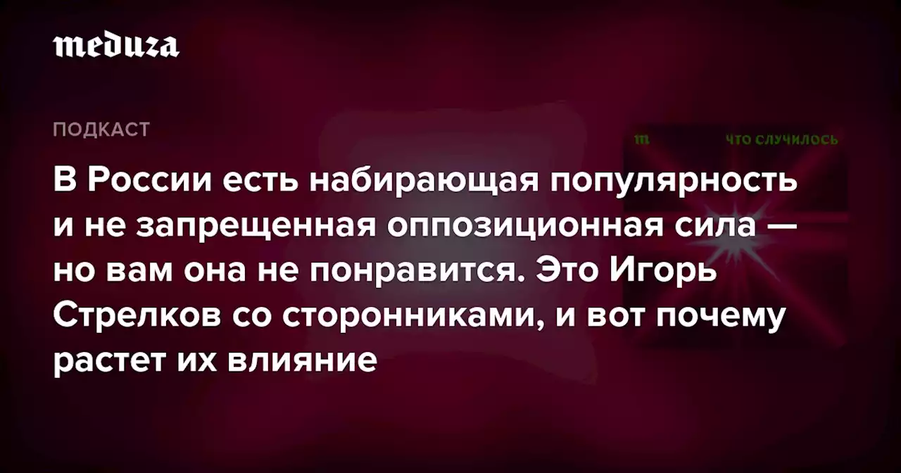 В России есть набирающая популярность и не запрещенная оппозиционная сила — но вам она не понравится. Это Игорь Стрелков со сторонниками, и вот почему растет их влияние — Meduza