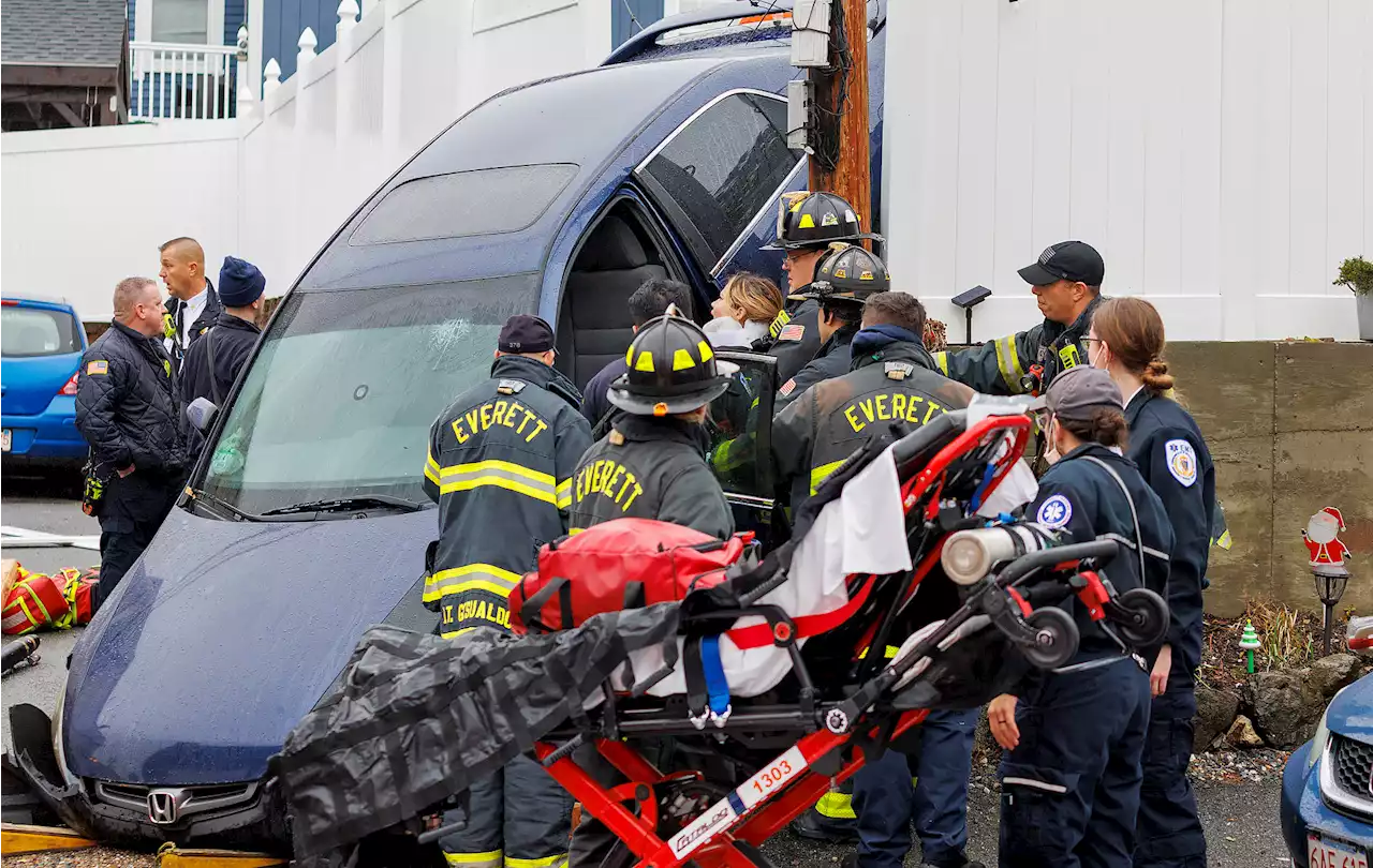 Dramatic Rescue: Firefighters Remove Driver From Car That Crashed Over Wall in Everett