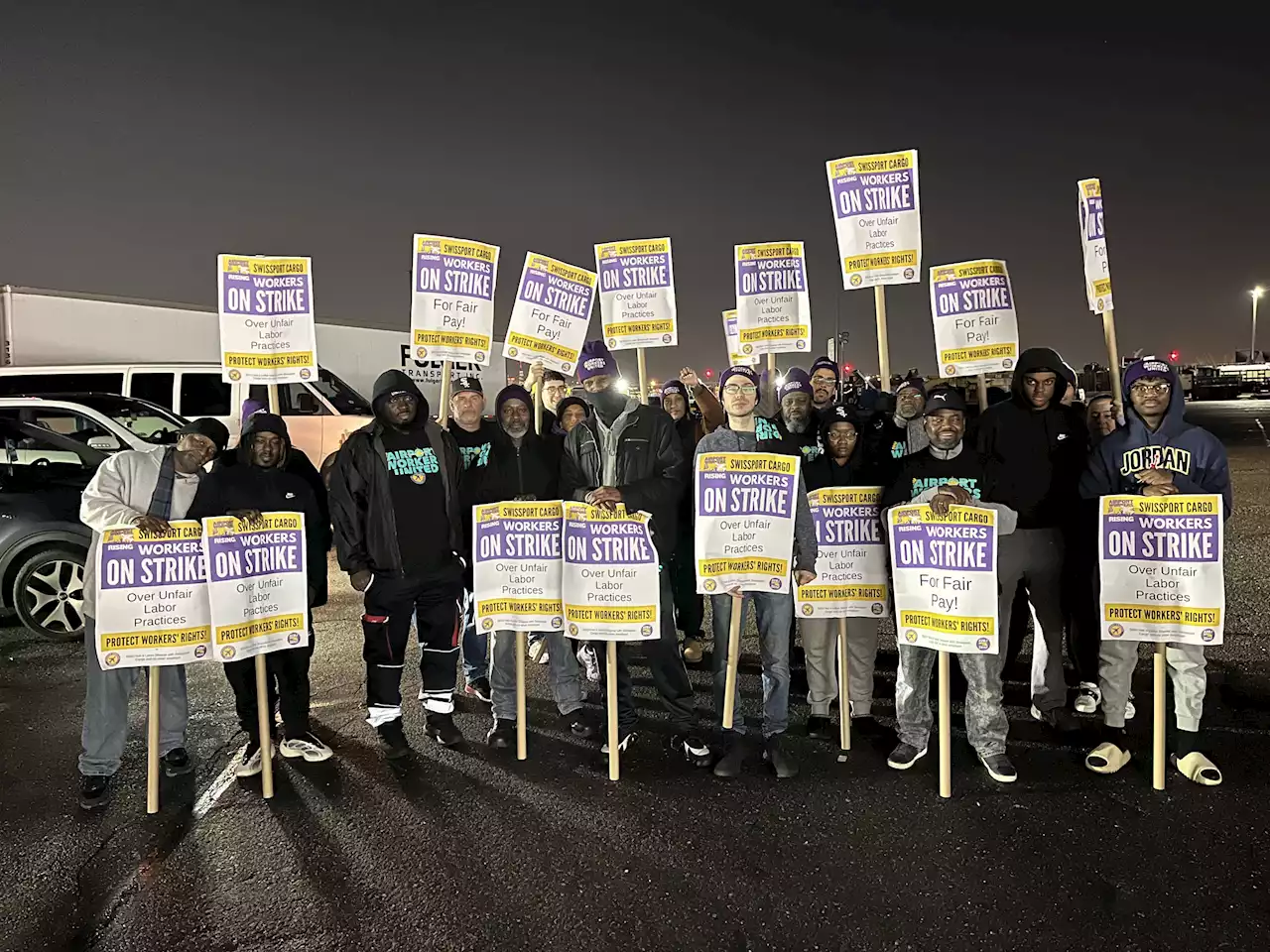 Newark airport cargo workers strike demanding higher pay