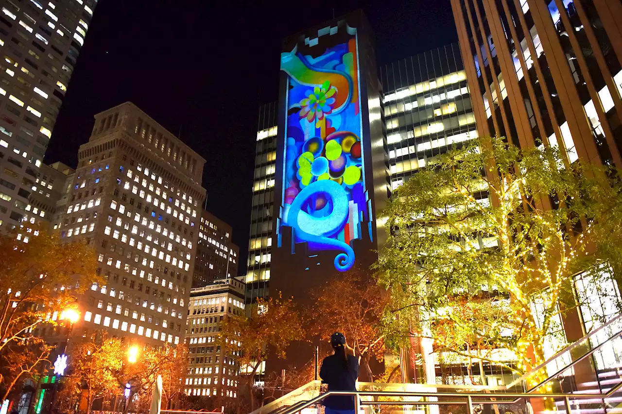 Psychedelic projections illuminate downtown San Francisco