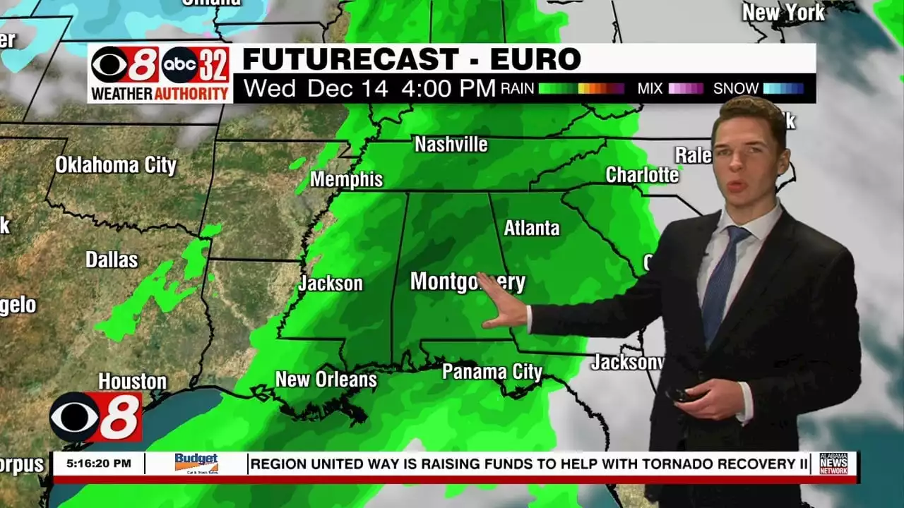 Less Warm, More Clouds, Some Rain Through Sunday - Alabama News