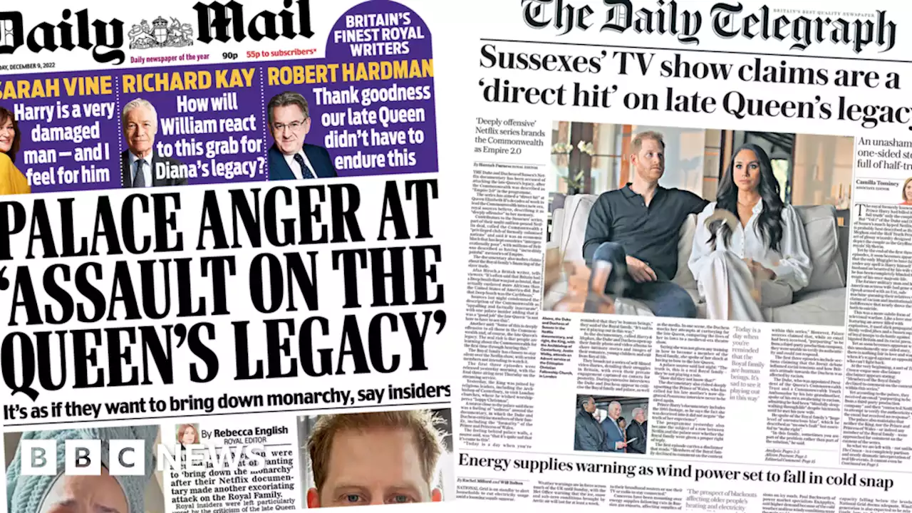 Newspaper headlines: 'Palace anger' and 'direct hit' at Queen's legacy