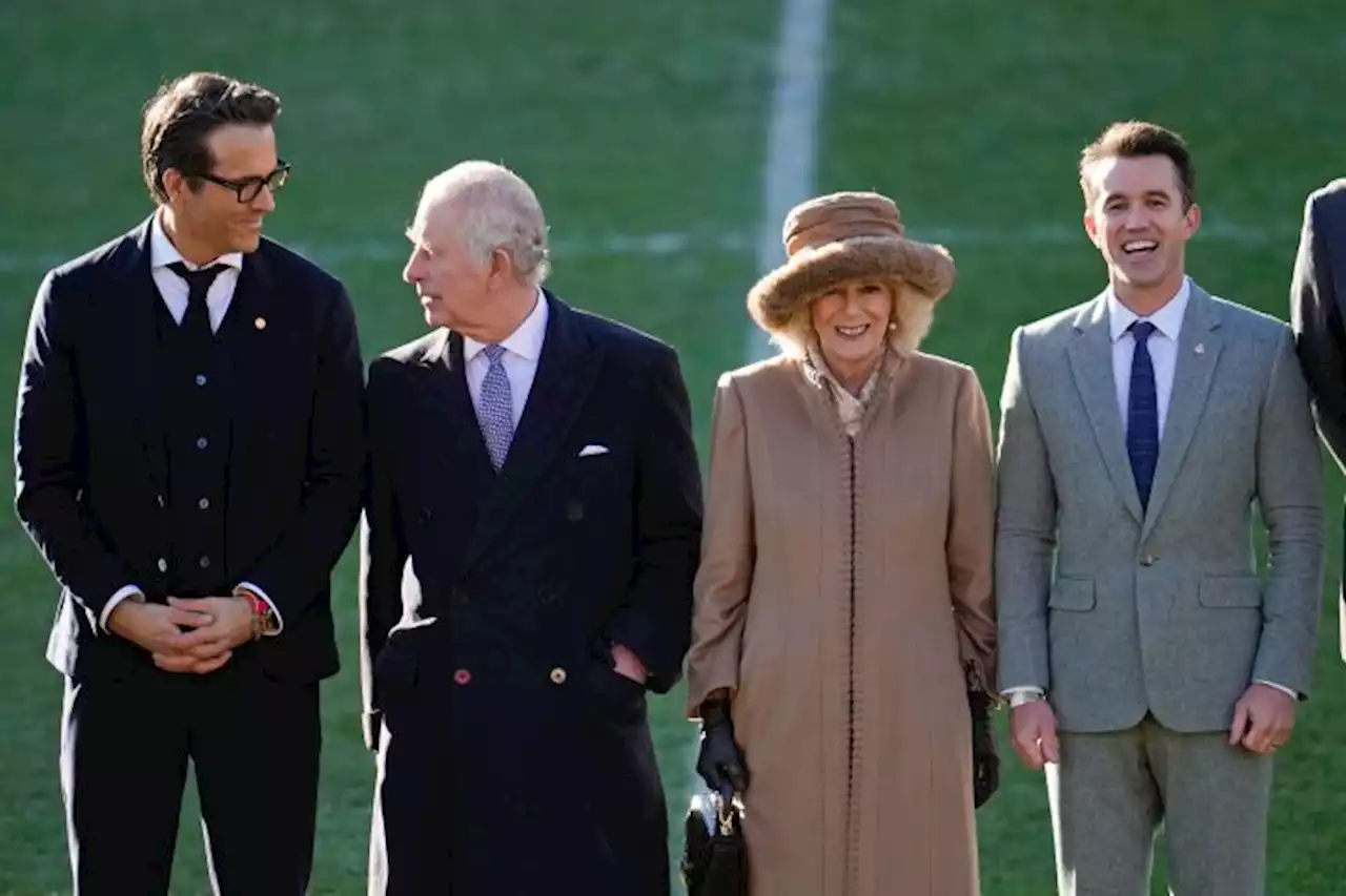 Ryan Reynolds And Rob McElhenney Welcome King Charles And Camilla To Wrexham Stadium