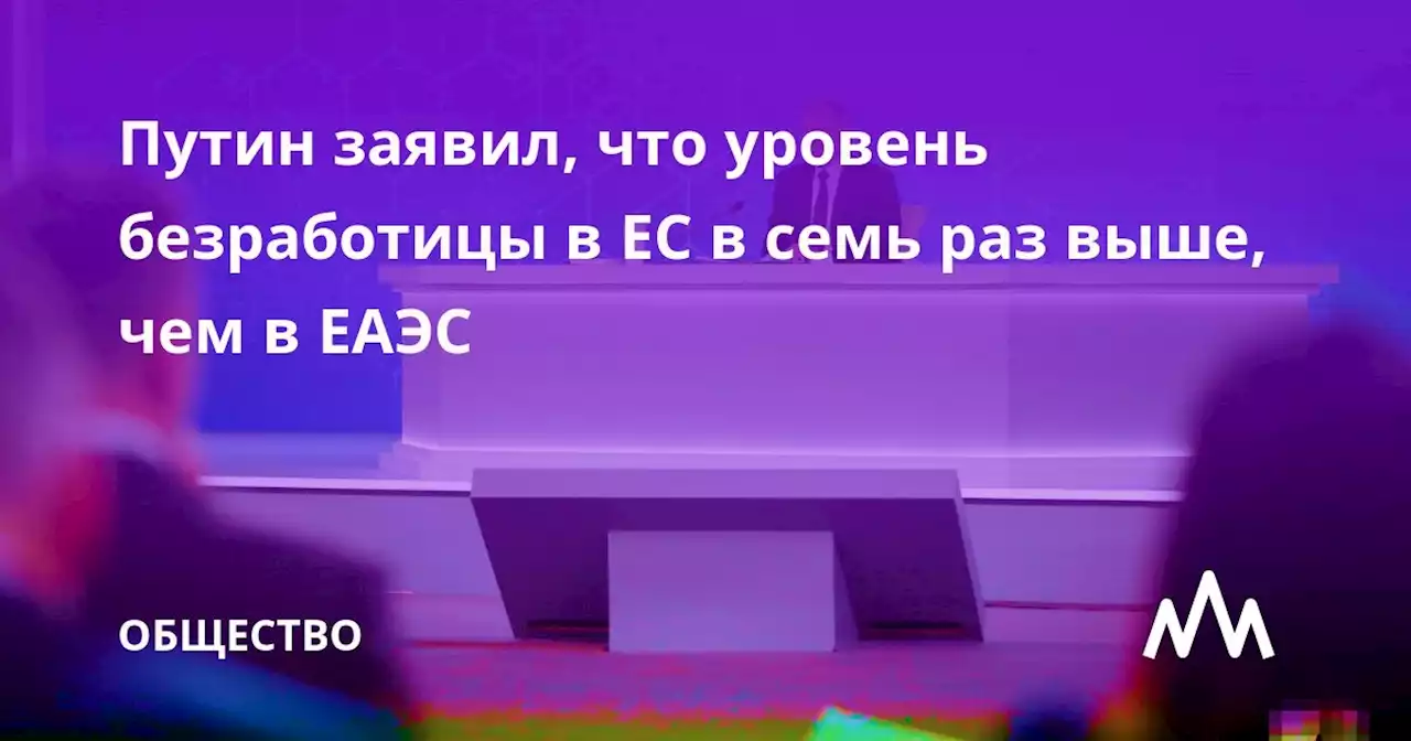 Путин заявил, что уровень безработицы в ЕС в семь раз выше, чем в ЕАЭС