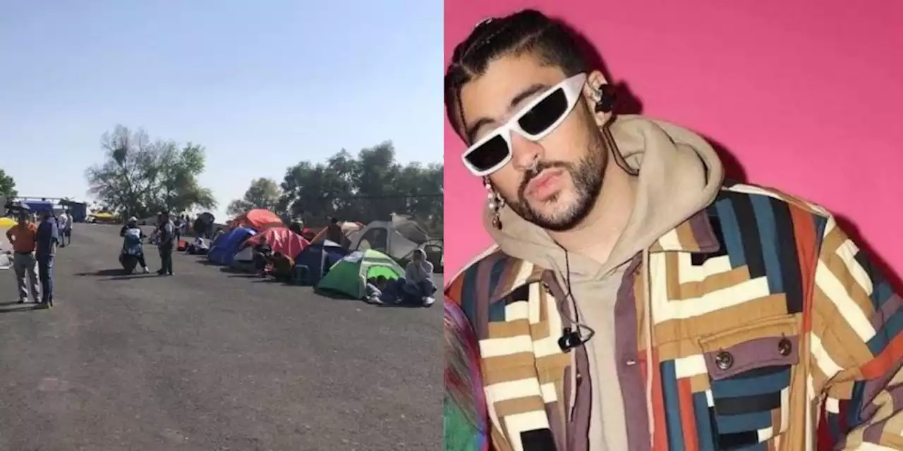 Fans de Bad Bunny acampan afuera del Estadio Azteca un día antes del concierto