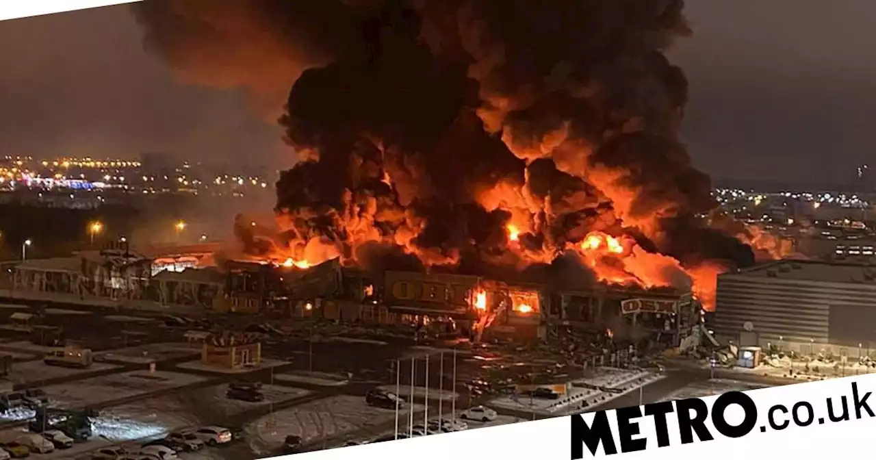 Huge fire engulfs shopping centre in Russia after 'explosion'