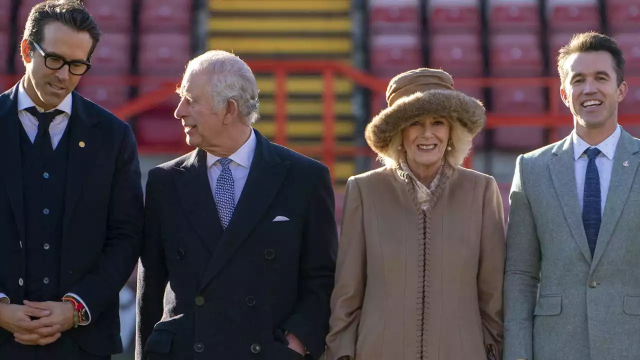 King Charles and Queen Consort meet Hollywood royalty for guided tour of Wrexham AFC stadium