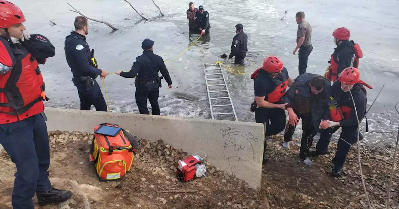 Officers fall through ice attempting to rescue teens at Ogden pond