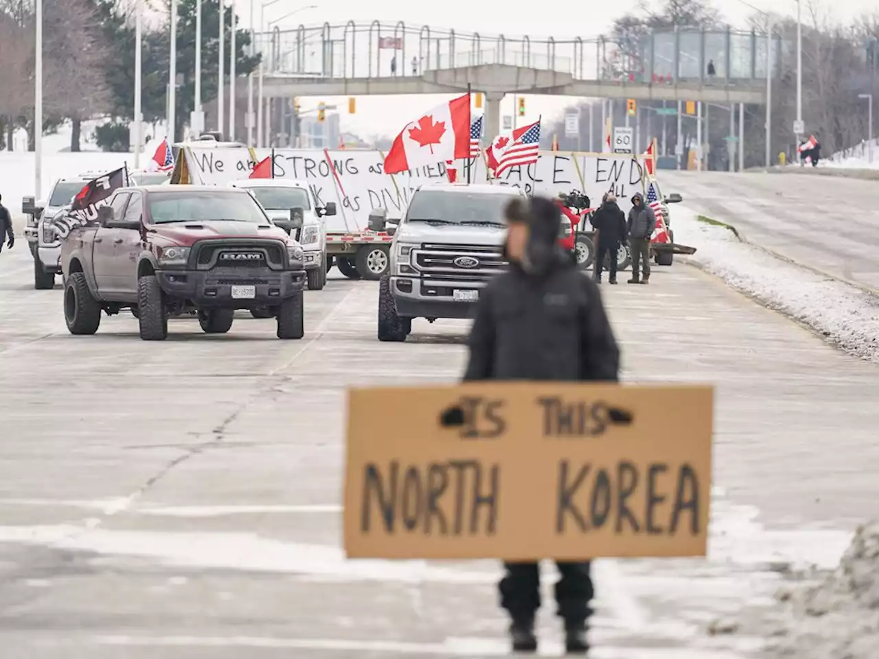 Today's coverage of the Ambassador Bridge blockade and COVID protests across Canada