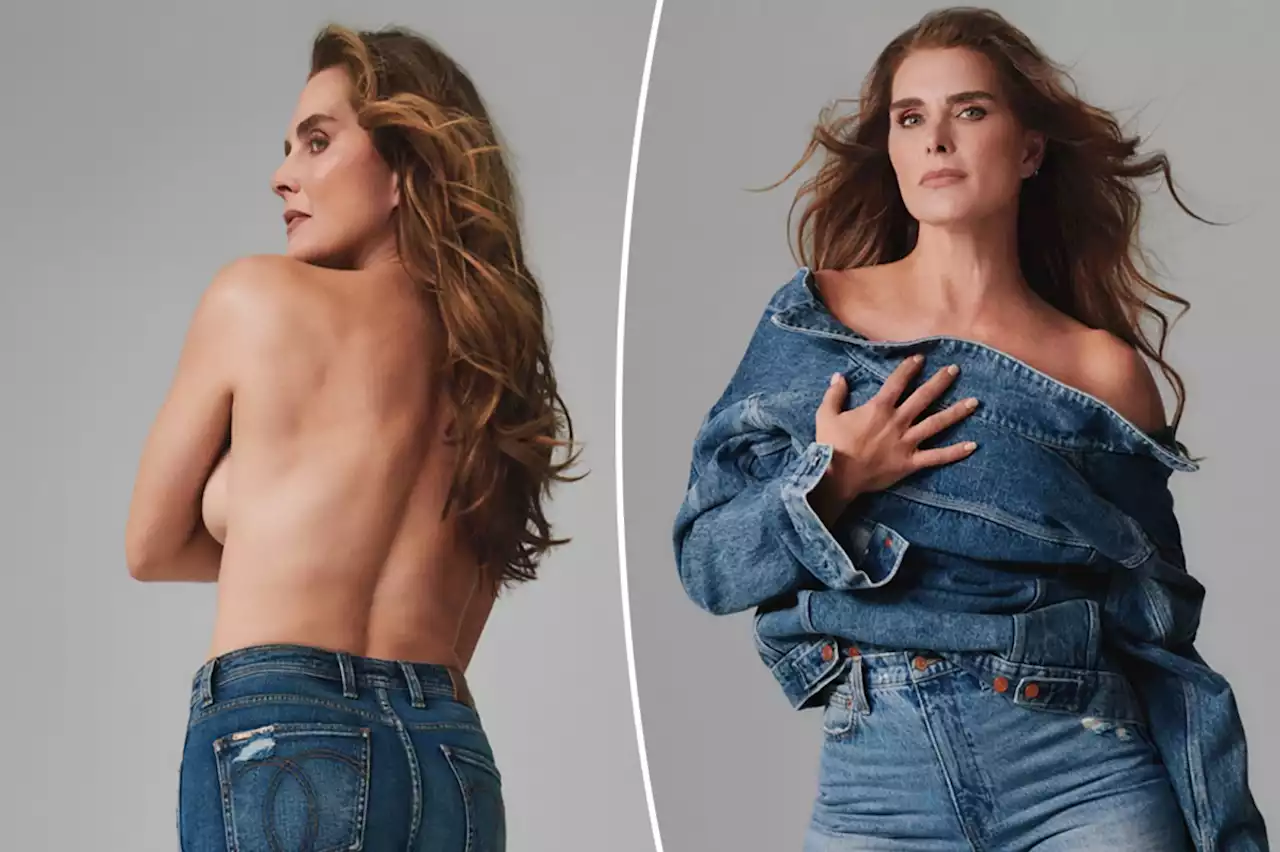 Brooke Shields poses topless for Jordache denim campaign