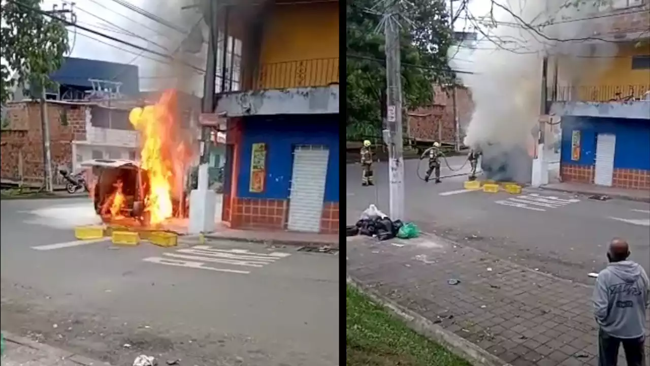 [Video] Un carro ardió en llamas en Caicedo