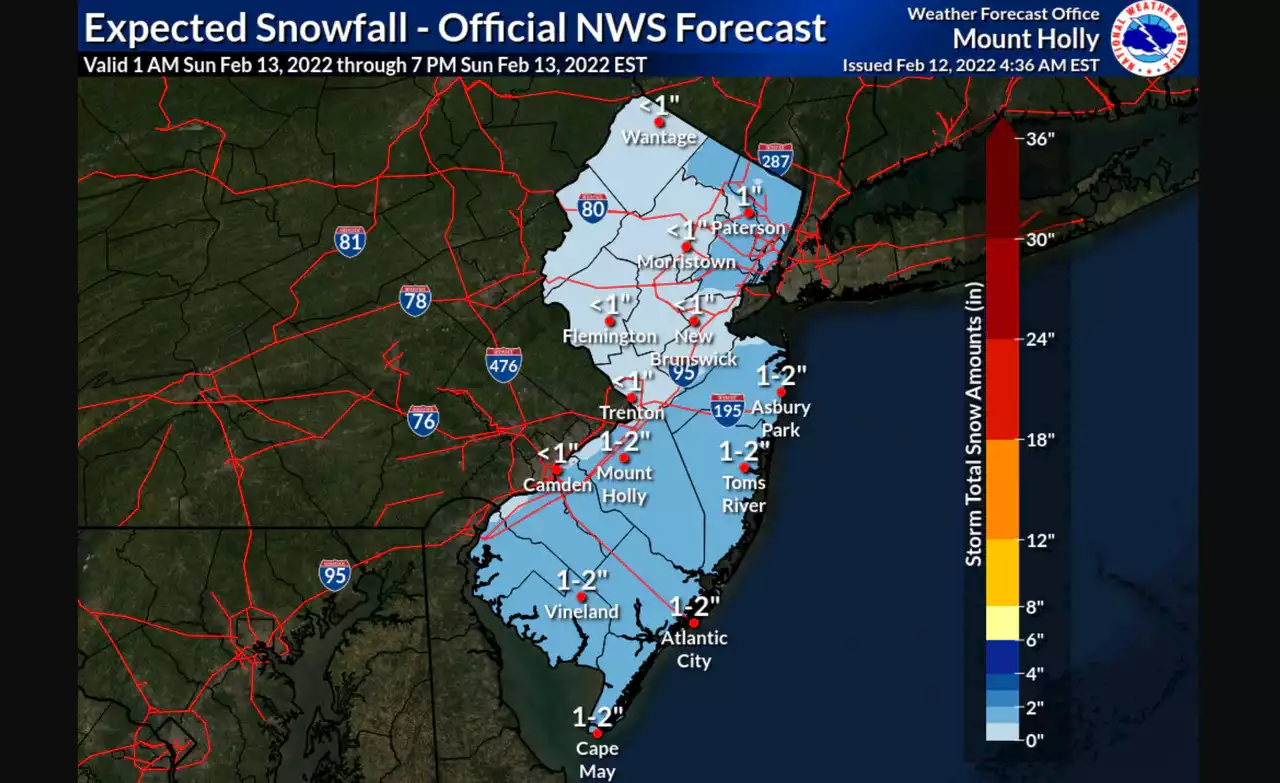 Snow in forecast for Super Bowl Sunday after unseasonably warm temperatures today in N.J.