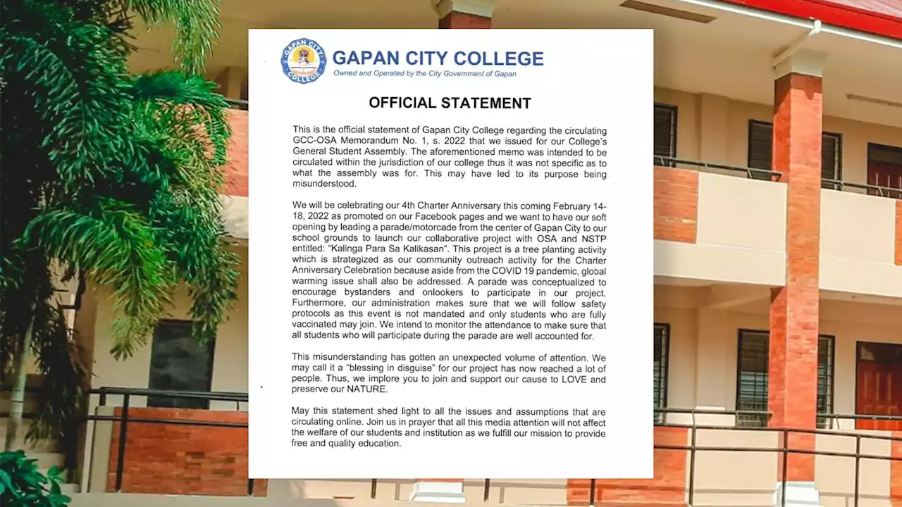 Gapan City College says red-green theme for anniversary soft launch 'misunderstood'