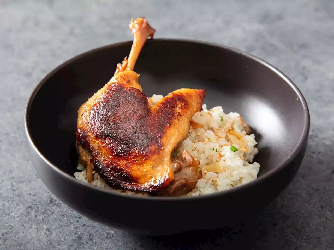 Crispy Koji Duck Confit With Garlicky Duck-Fat Rice and Umeboshi Recipe