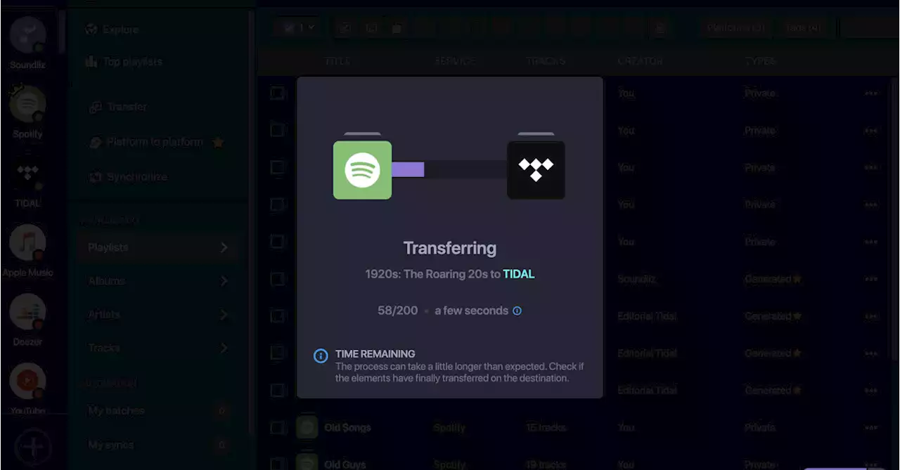 How to transfer playlists from Spotify to Apple Music, Amazon Music, YouTube Music, or Tidal