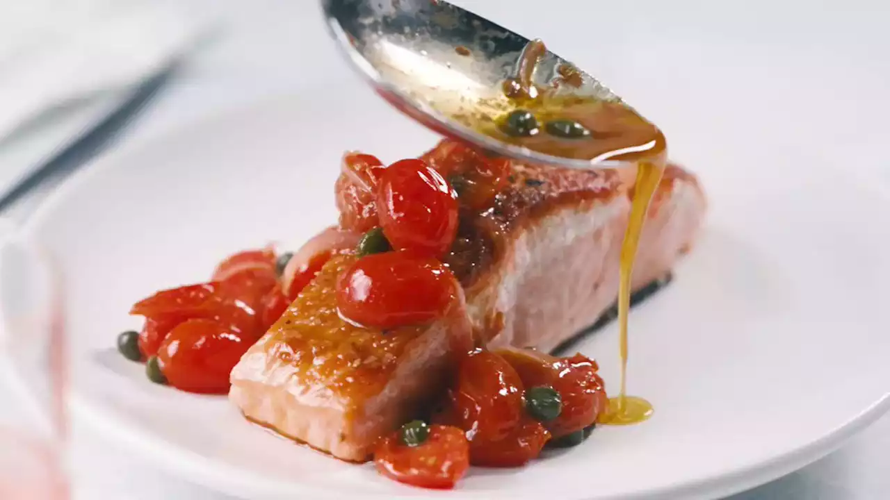 Pan-Roasted Salmon with Tomato Vinaigrette Recipe