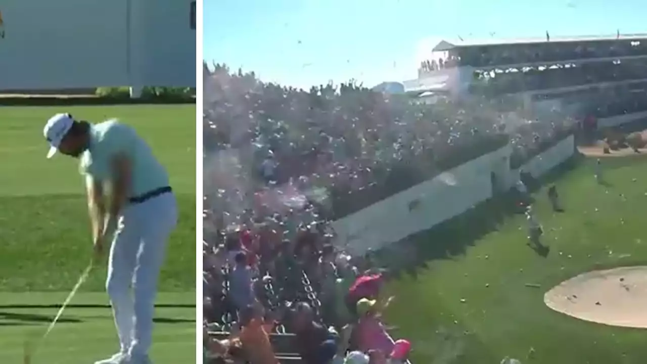 Sam Ryder Showered with Beer, Cans After Hole in One at Phoenix Open