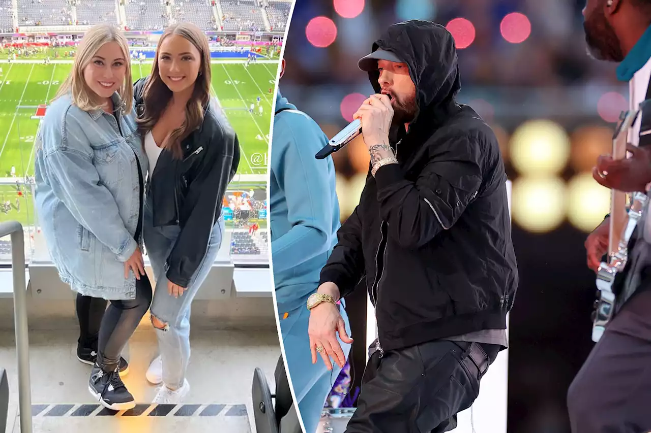 Eminem’s daughters Hailie and Alaina proudly support his Super Bowl show