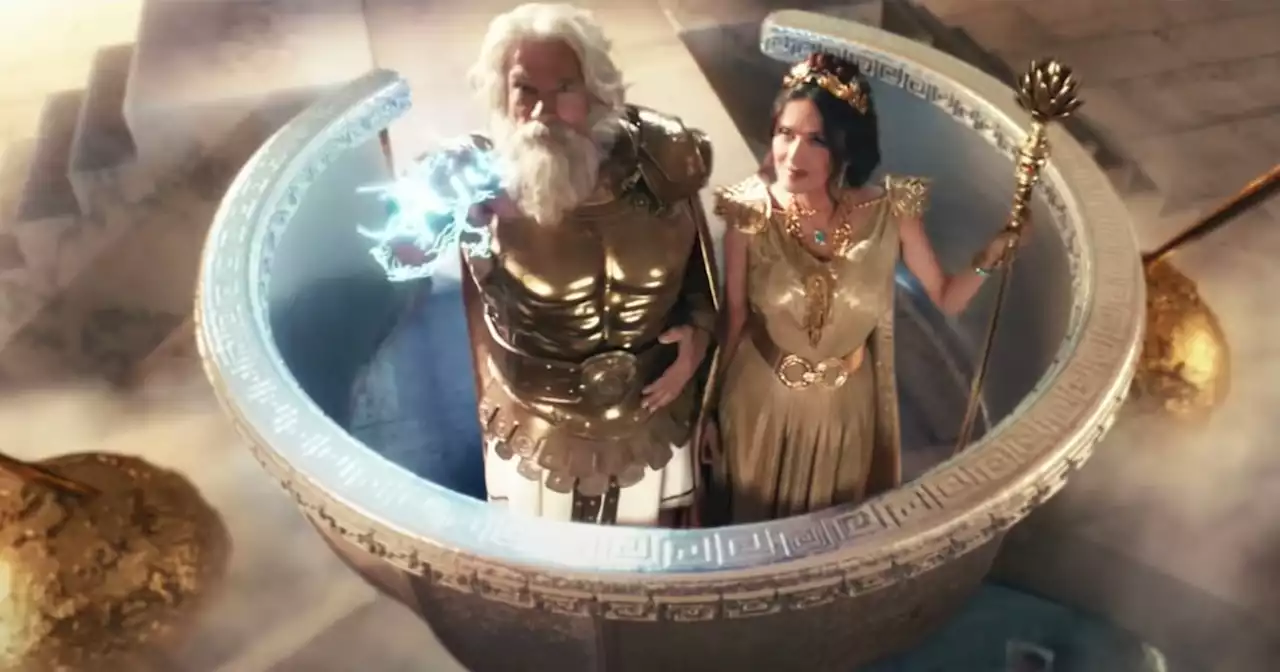 Arnold Schwarzenegger and Salma Hayek are Greek gods in electric Super Bowl ad