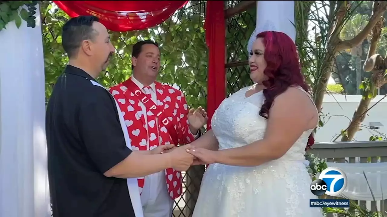 Couples get married for $14 on Valentine's Day at Cute Little Wedding Chapel in Long Beach