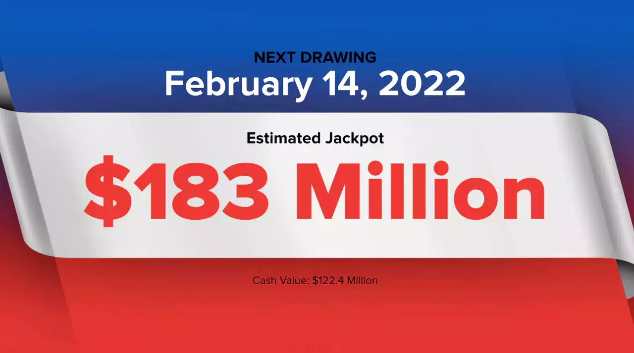 Powerball winning numbers for Monday, Feb. 14, 2022; jackpot $183 million