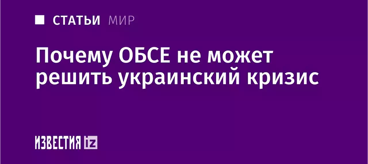 Организационные меры: почему ОБСЕ не может решить украинский кризис