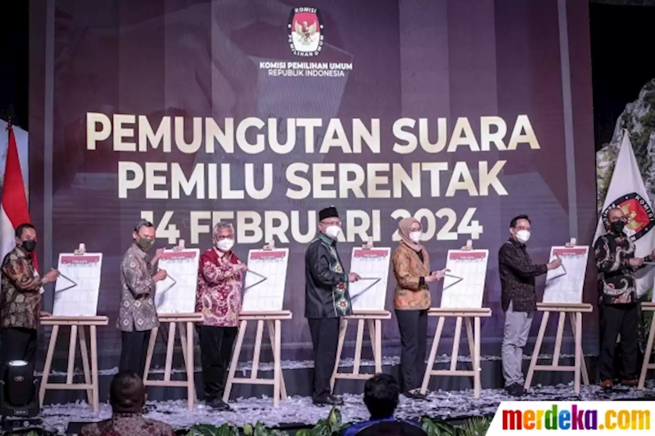 Foto : Momen KPU Luncurkan Hari Pemungutan Suara Pemilu Serentak Tahun 2024 | merdeka.com