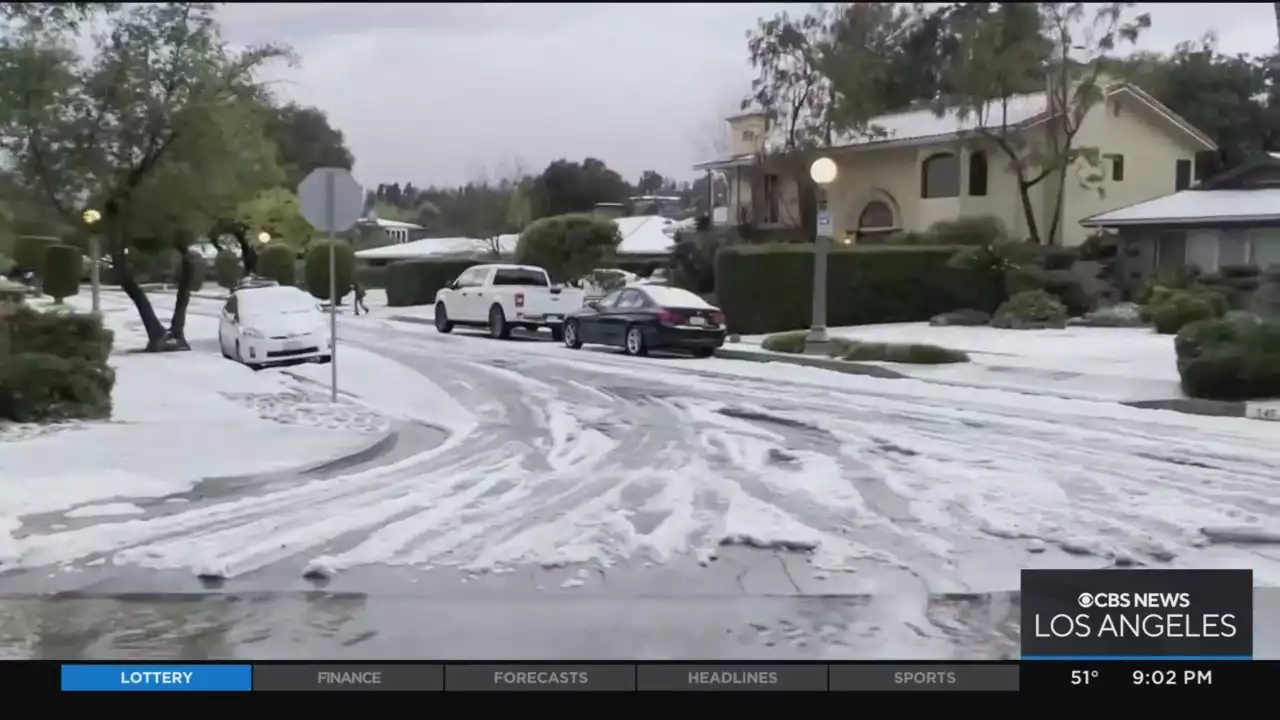 As Hailstorm Hits Pasadena, Residents Head Outside For Wintery Fun