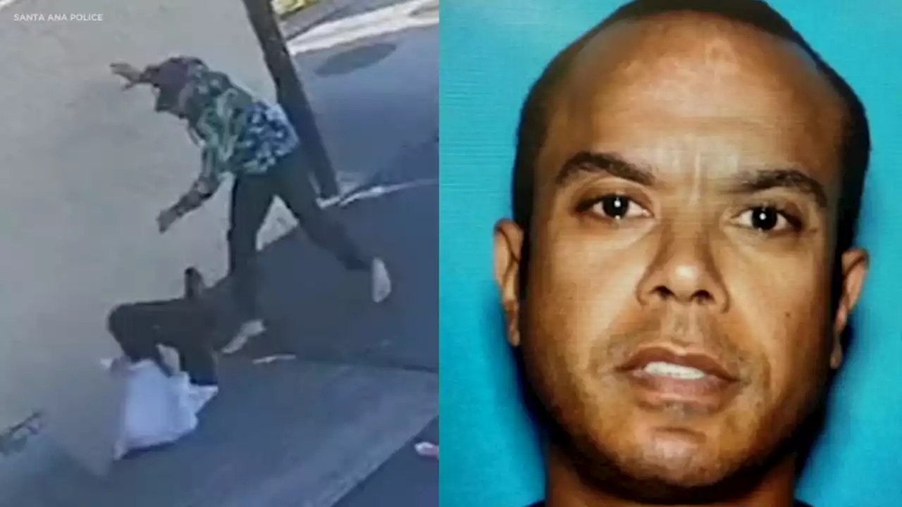 Santa Ana police looking for suspect seen attacking man for cell phone, pouring gasoline on woman