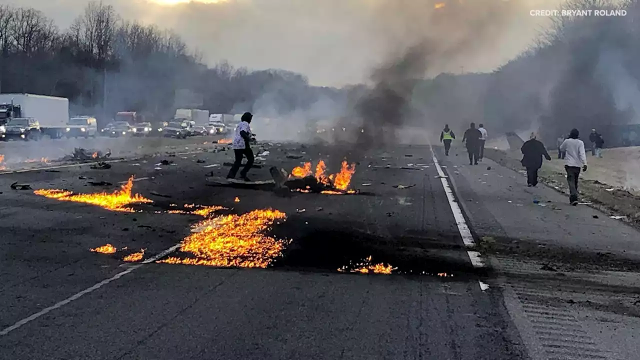 Pilot killed when plane crashes into tractor-trailer on North Carolina highway